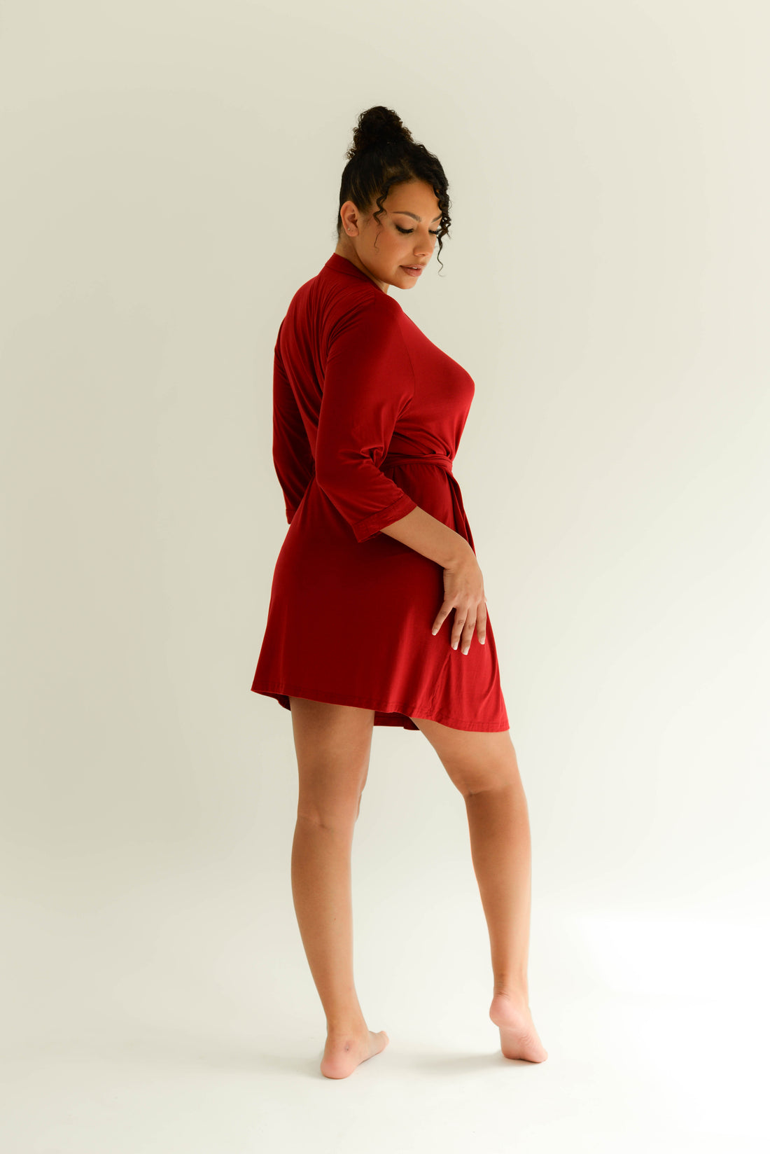 Drape Bamboo Robe in Ruby