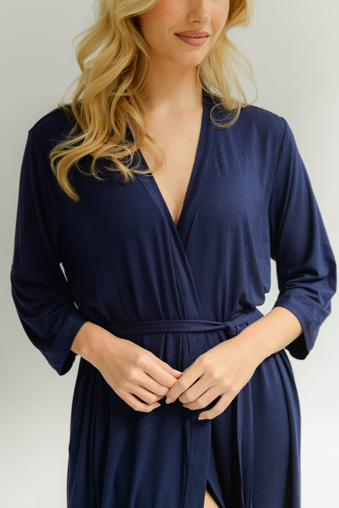 Drape Bamboo Robe in Navy