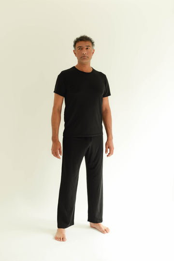 Mens Relaxed Bamboo Pyjama in Black