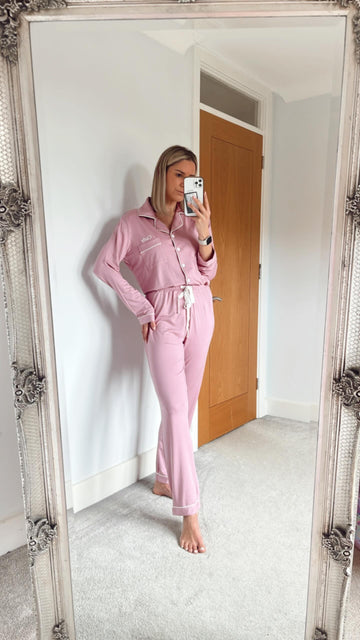 Limited Edition - Piped Edge Bamboo Pyjama Set in Rose Pink