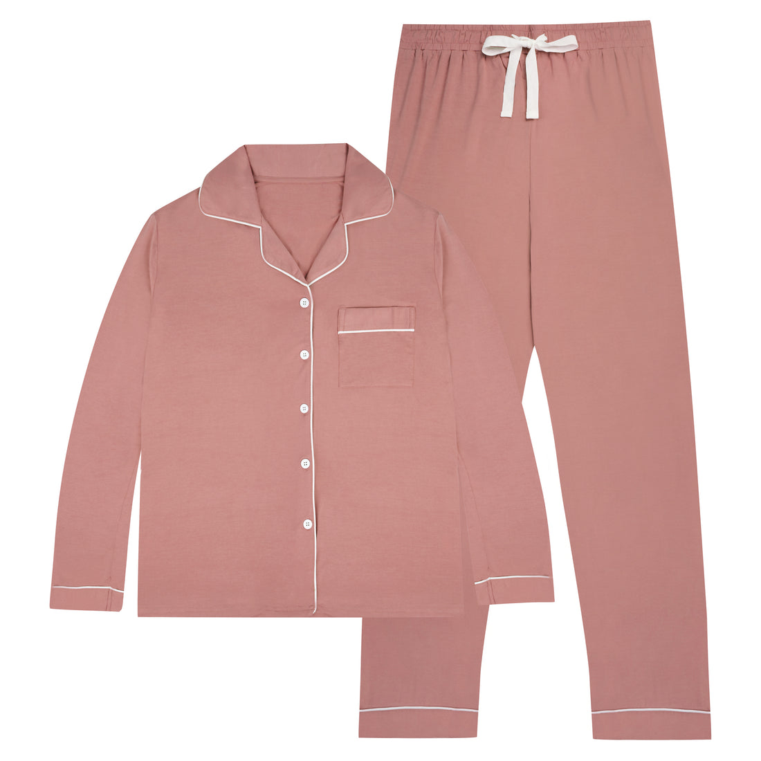 Piped Edge Bamboo Pyjama Set in Dusk