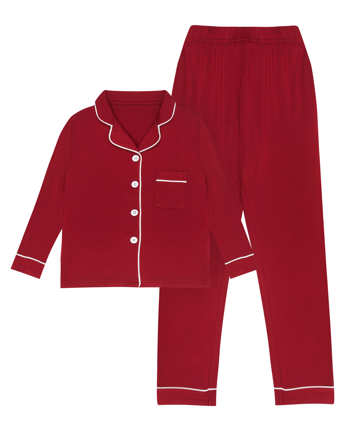Sebby Boys Bamboo Pyjama in Burgundy - Made Wright London