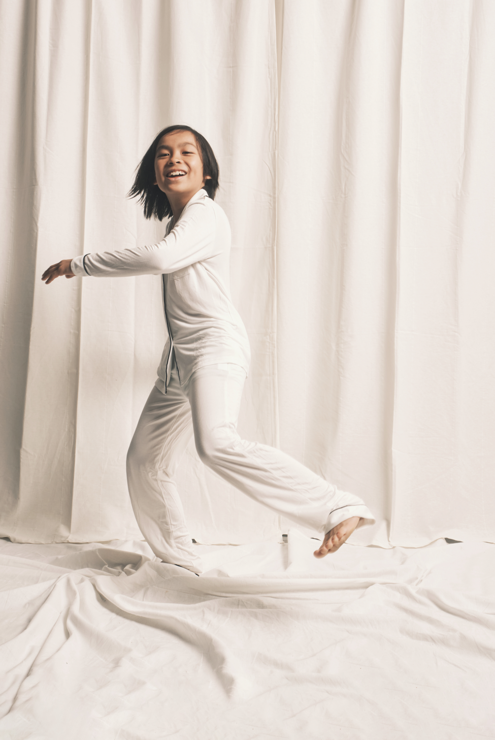 Mini Bamboo Trouser Pyjama in White